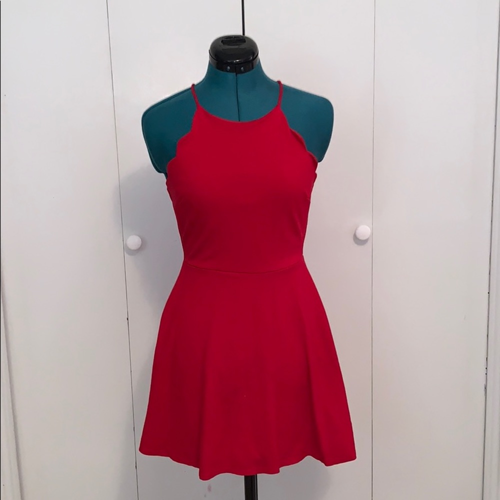 Red Halter Skater Dresd